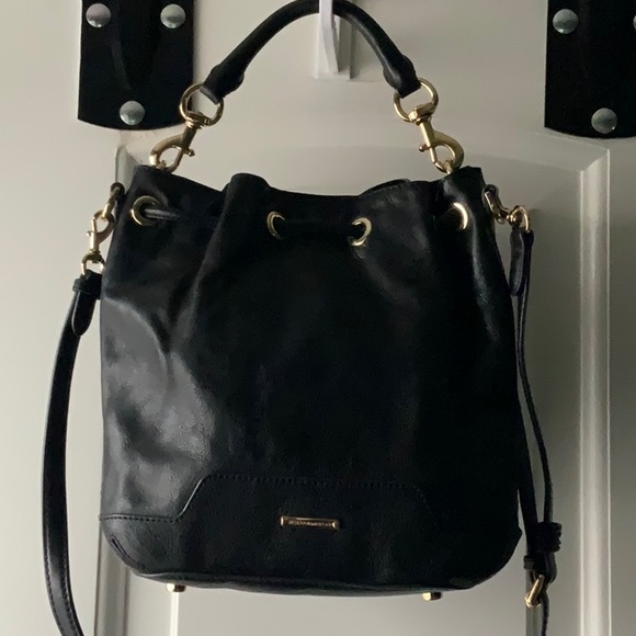 Rebecca Minkoff Black Leather Bucket Handbag